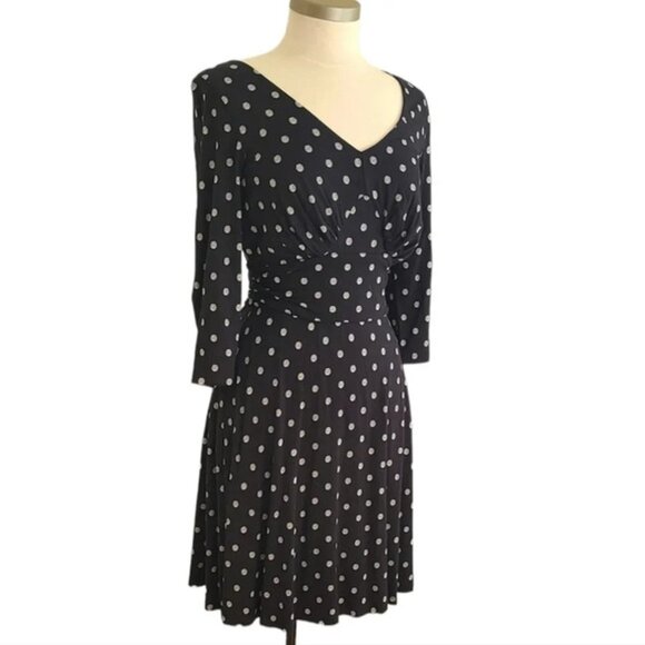 PEPPERBERRY Really super curvy polka dot midi dress black and white - Picture 2 of 13